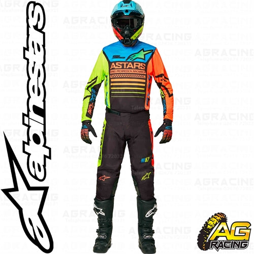 Alpinestars  Racer Compass Black Yellow Fluo Coral Youth Kids Combo Kit