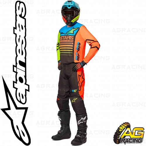 Alpinestars  Racer Compass Black Yellow Fluo Coral Youth Kids Combo Kit