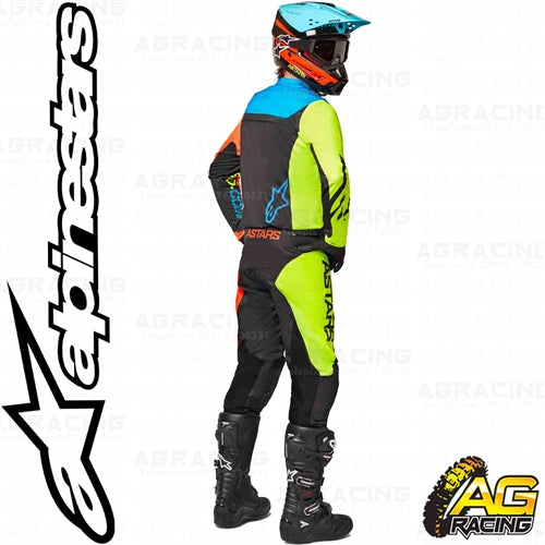 Alpinestars  Racer Compass Black Yellow Fluo Coral Youth Kids Combo Kit