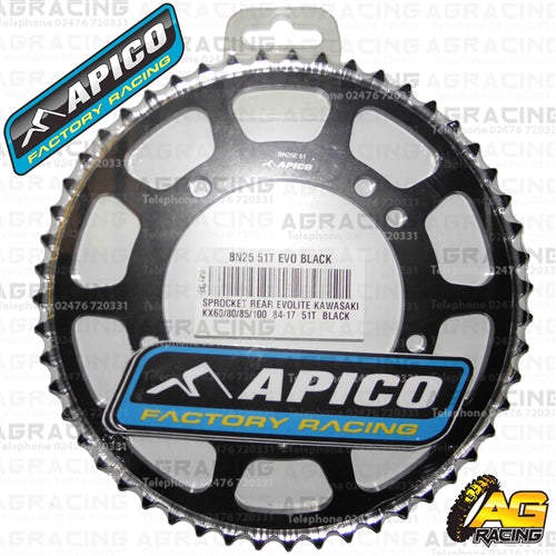 Apico Evolite Black Rear Sprocket 420 Pitch For Kawasaki KX 65 1999-2018