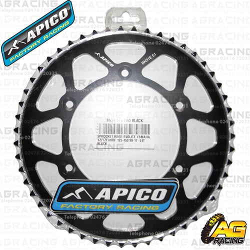 Apico Evolite Black Rear Sprocket 520 Pitch For Yamaha YZ 125 1999-2018