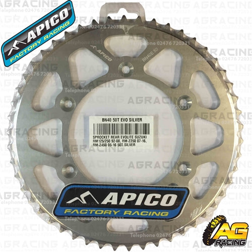 Apico Evolite Silver Rear Sprocket 520 Pitch For Suzuki RM 125 1992-2008