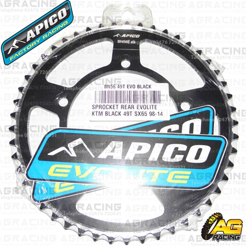 Apico Evolite Black Rear Sprocket 420 Pitch For KTM SX 65 1998-2017