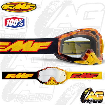 100% FMF Powerbomb Goggles - Rocket Spark with Clear Lens