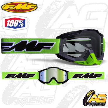 100% FMF Powerbomb Goggles - Rocket Lime with Clear Lens