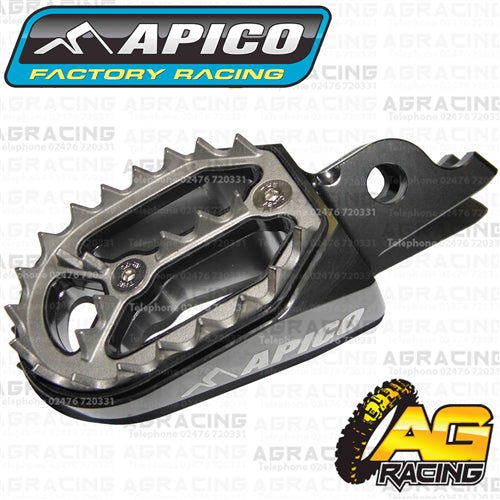 Apico Pro Bite Pro-Bite Titanium Grey Wide Footpegs For Honda CR 125 2002-2007 Motocross Enduro