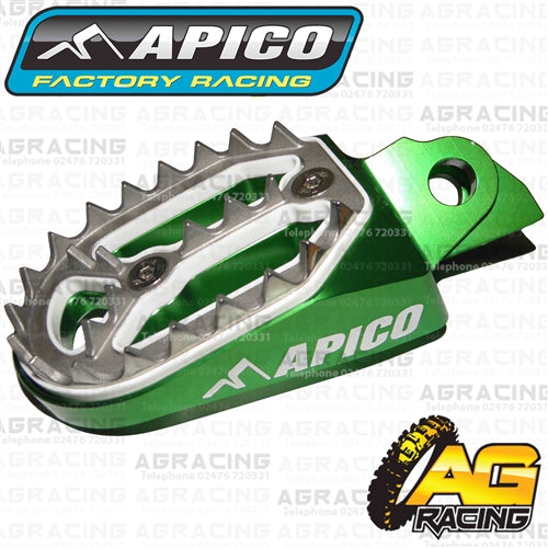 Apico Pro Bite Pro-Bite Green Wide Footpegs Pegs For Kawasaki KX 65 2000-2018 Motocross Enduro