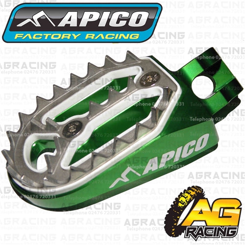 Apico Pro Bite Pro-Bite Green Wide Footpegs Pegs For Kawasaki KX 65 2000-2018 Motocross Enduro