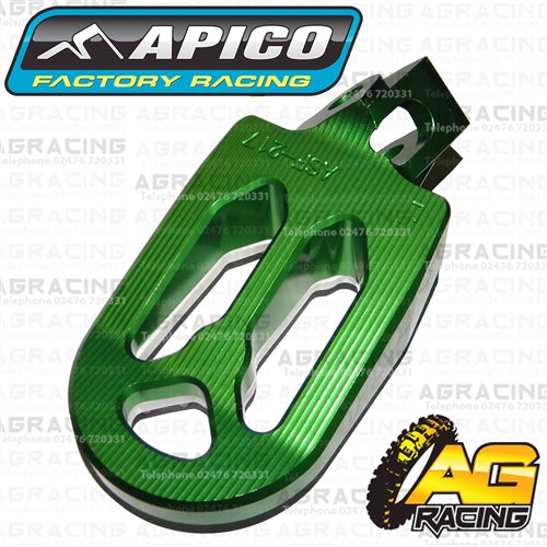 Apico Pro Bite Pro-Bite Green Wide Footpegs Pegs For Kawasaki KX 65 2000-2018 Motocross Enduro