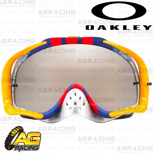 Oakley Crowbar MX Goggles Pinned Race Red Blue with Black Iridium & Clear Lens Motocross Enduro