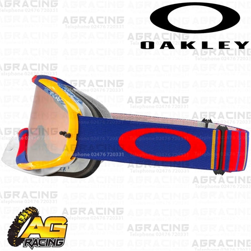 Oakley Crowbar MX Goggles Pinned Race Red Blue with Black Iridium & Clear Lens Motocross Enduro