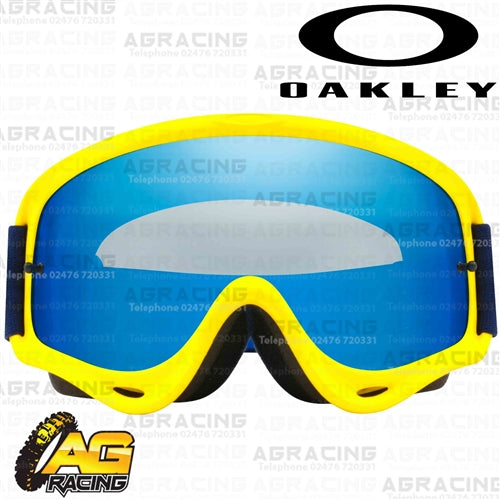 Oakley O-Frame MX Goggles Yellow Navy with Black Ice Iridium Lens Motocross Enduro