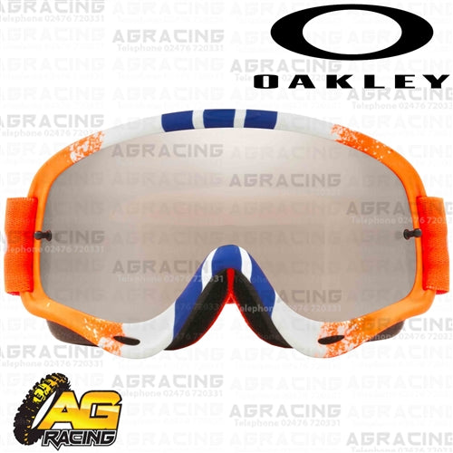 Oakley O-Frame MX Goggles Pinned Orange Blue Red with Black Ice Iridium & Clear Lens Motocross Enduro