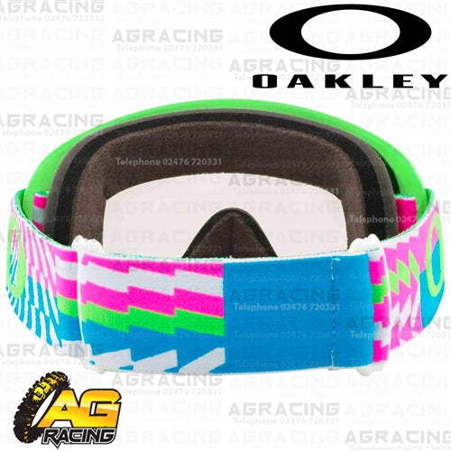 Oakley O-Frame MX Goggles Braking Bumps Pink Green with Clear Lens Motocross Enduro