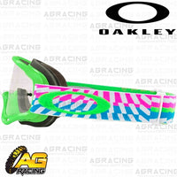 Oakley O-Frame MX Goggles Braking Bumps Pink Green with Clear Lens Motocross Enduro