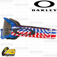 Oakley O-Frame MX Goggles Braking Bumps Red White Blue RWB with Dark Grey & Clear Lens Sand Motocross Enduro