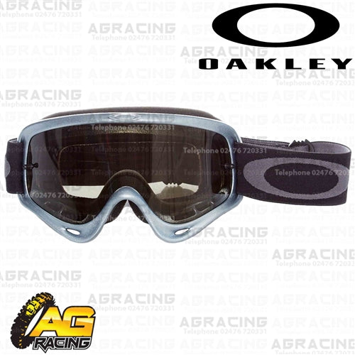 Oakley O-Frame MX Goggles Silver Chrome with Dark Grey & Clear Lens Sand Motocross Enduro