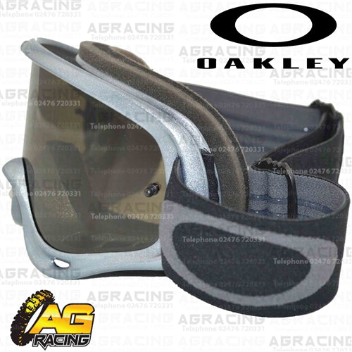Oakley O-Frame MX Goggles Silver Chrome with Dark Grey & Clear Lens Sand Motocross Enduro