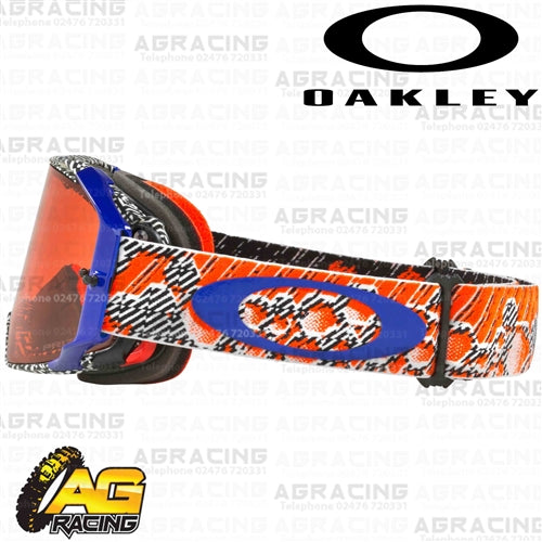 Oakley Airbrake MX Goggles Dazzle Dyno Orange Blue with Prizm Bronze Lens Motocross Enduro