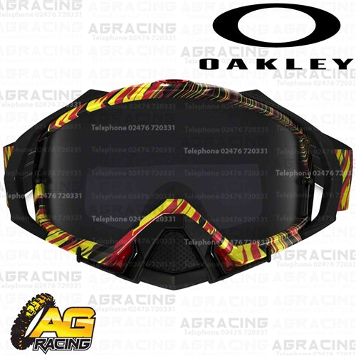 Oakley Mayhem Pro MX Goggles Rain of Terror Red Yellow with Dark Grey Lens Motocross Enduro