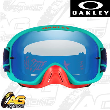 Oakley 2023 O Frame 2.0 Pro MTB Goggles TLD Blue Webstar Black Ice Iridium Lens BMX