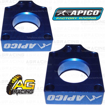 Apico Blue Rear Chain Adjuster Axle Blocks For Yamaha YZ 125 1999-2018 Motocross Enduro