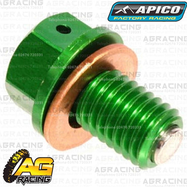 Apico Green Magnetic Sump Drain Bolt Plug M10x15mmx1.5 For Kawasaki KX 65 2000-2017