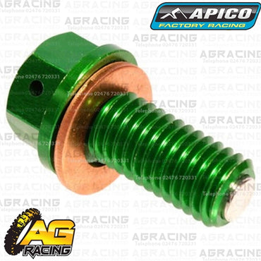 Apico Green Magnetic Sump Drain Bolt Plug M10x22mmx1.5 For Kawasaki KX 450F 2006-2015