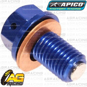 Apico Blue Magnetic Sump Drain Bolt Plug M10x16mmx1.25 For Yamaha YZ 125 2005-2019