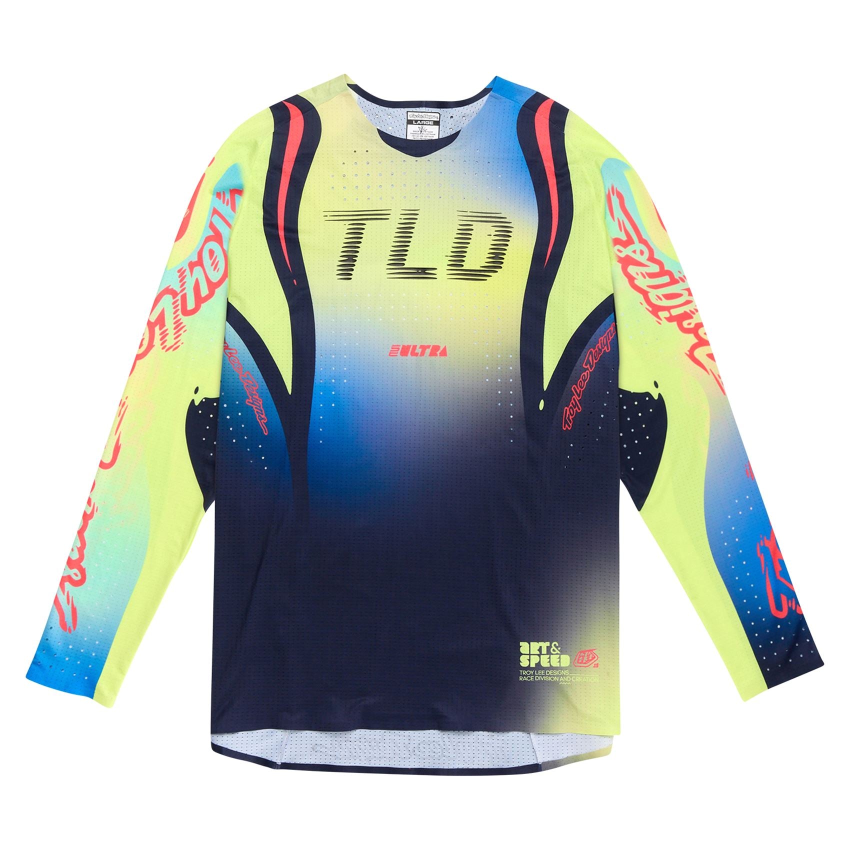 Troy Lee Designs Spring 2025 MX Jersey SE ULTRA Drip Jersey Glo Yellow Dark Navy