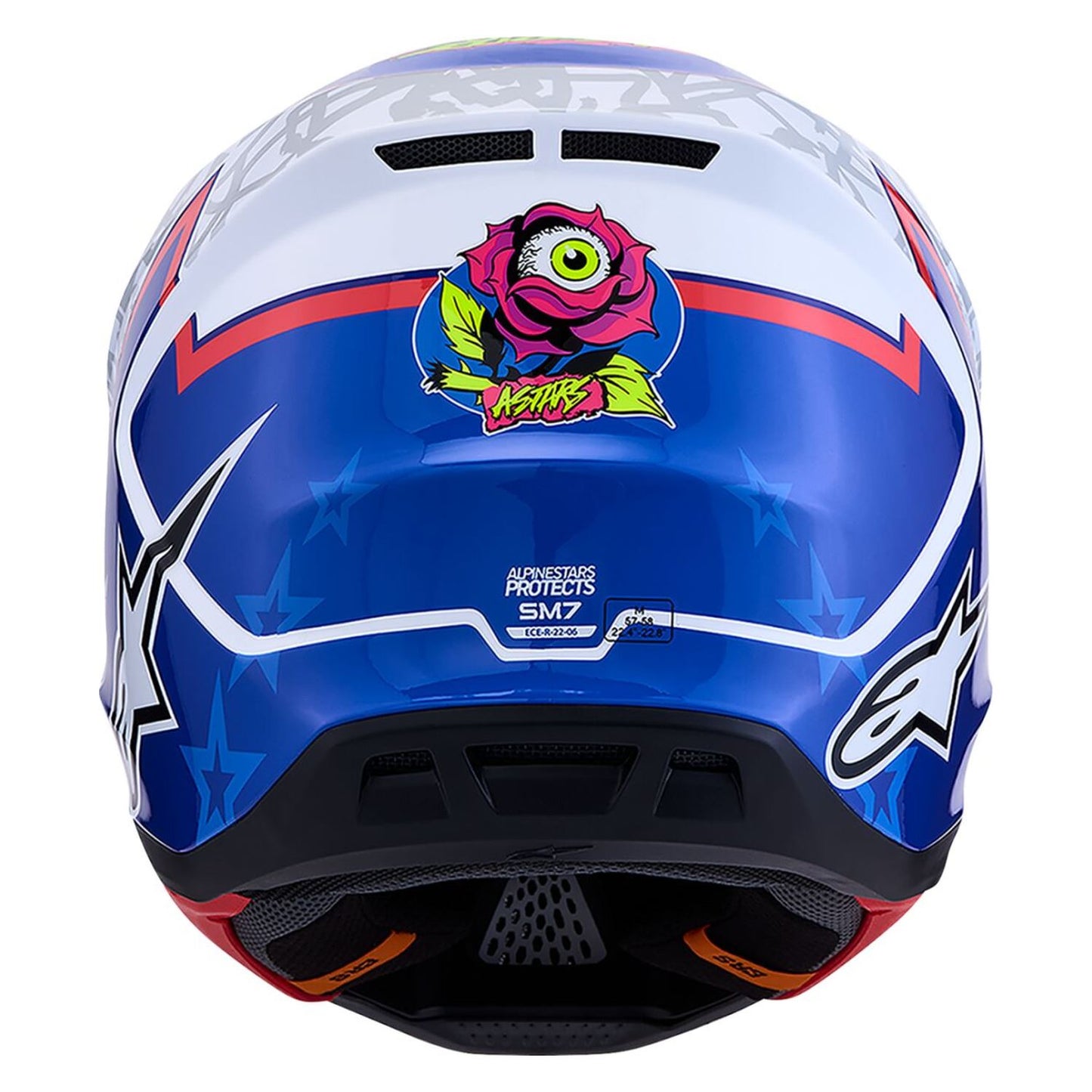 Alpinestars 2027 S-M7 Blaster MX Helmet White Blue Red