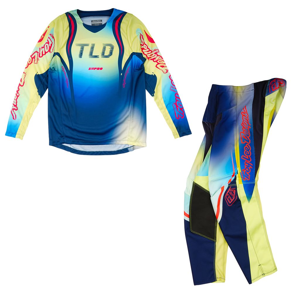 Troy Lee Designs Spring 2025 MX Combo Kit GP PRO Youth Drip Glo Yellow Dark Navy