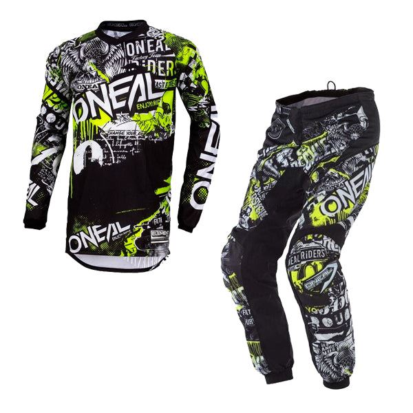 O'Neal 2024 Motocross Combo Kit Element Attack Youth Black Yellow