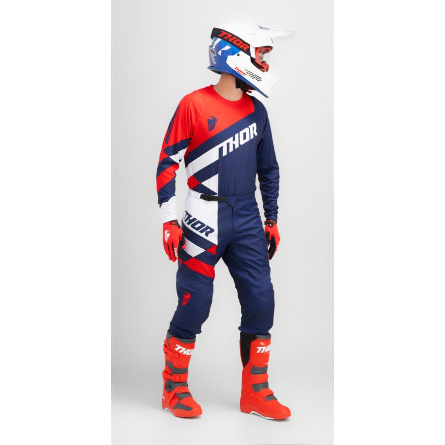 Thor 2025 Sector Checker Navy Red Motocross Combo Kit