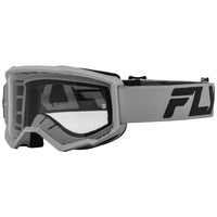 Fly Racing 2025 Focus Motocross Goggles Silver Charcoal with Clear Lens