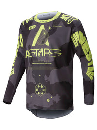 Alpinestars 2025 Racer Hollow Motocross Jersey Dark Camo Yellow Fluo