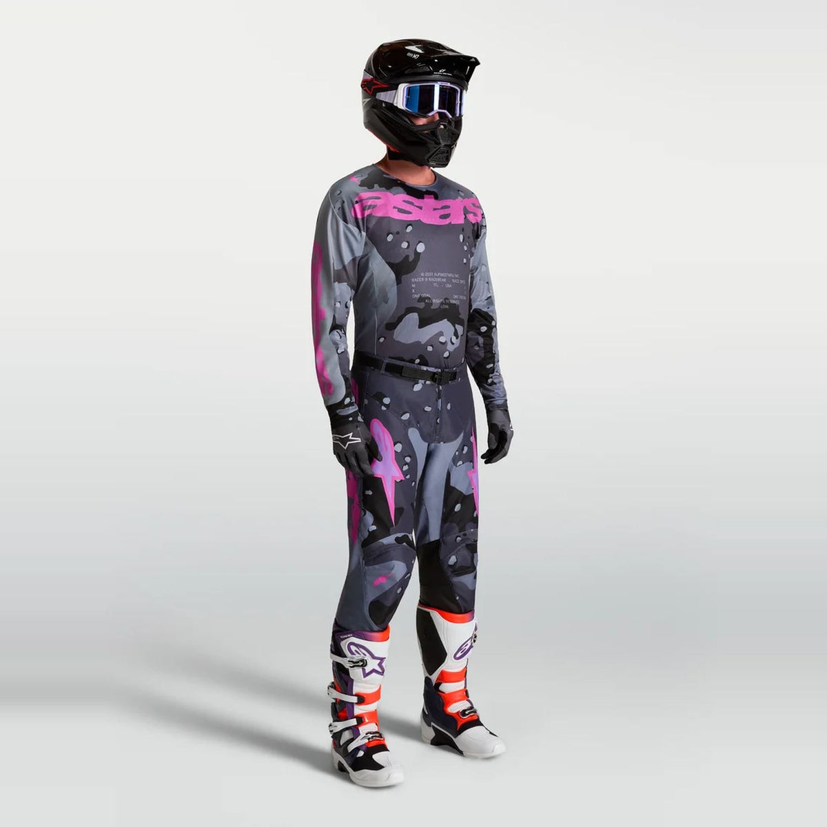 Alpinestars 2027 Racer Lone MX Combo Kit Grey Camo Purple
