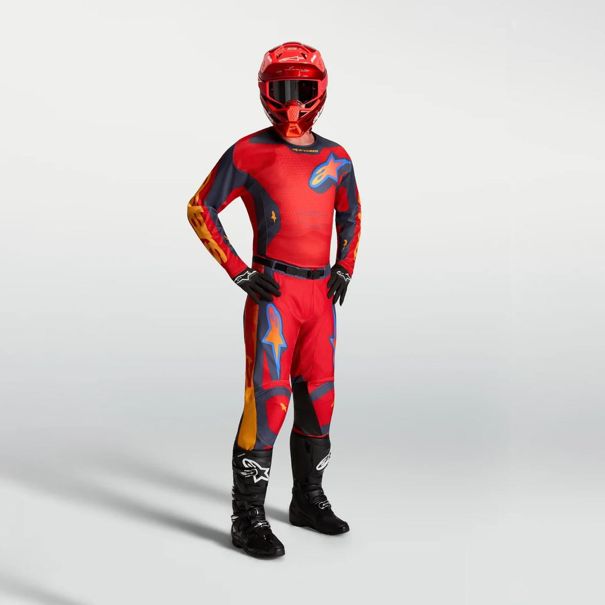 Alpinestars 2027 Racer Hunt MX Combo Kit Fire Red Graystone Hot Coral
