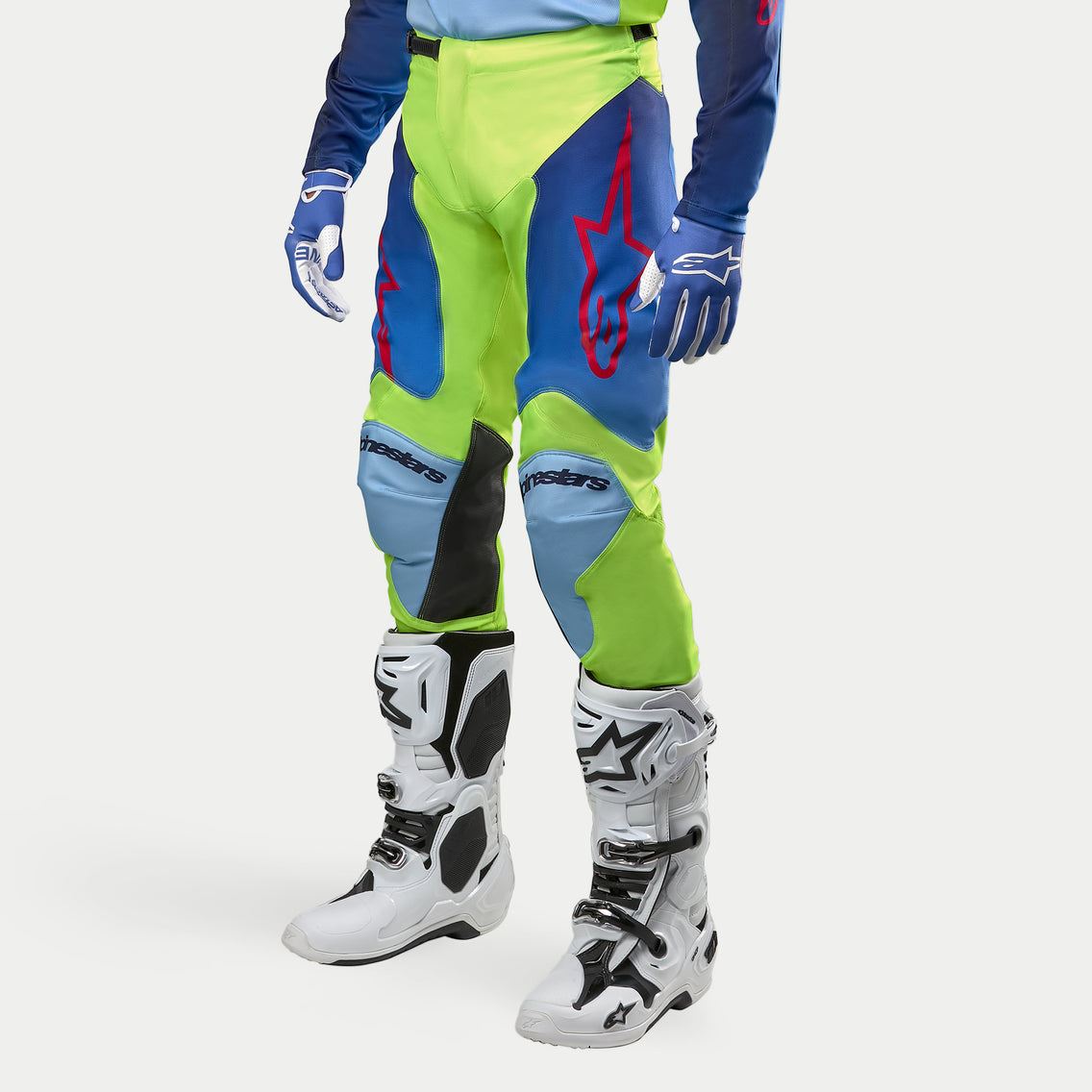 Alpinestars 2024 Racer Hoen Motocross Combo Kit Pants & Jersey Yellow Fluo Blue Night Navy