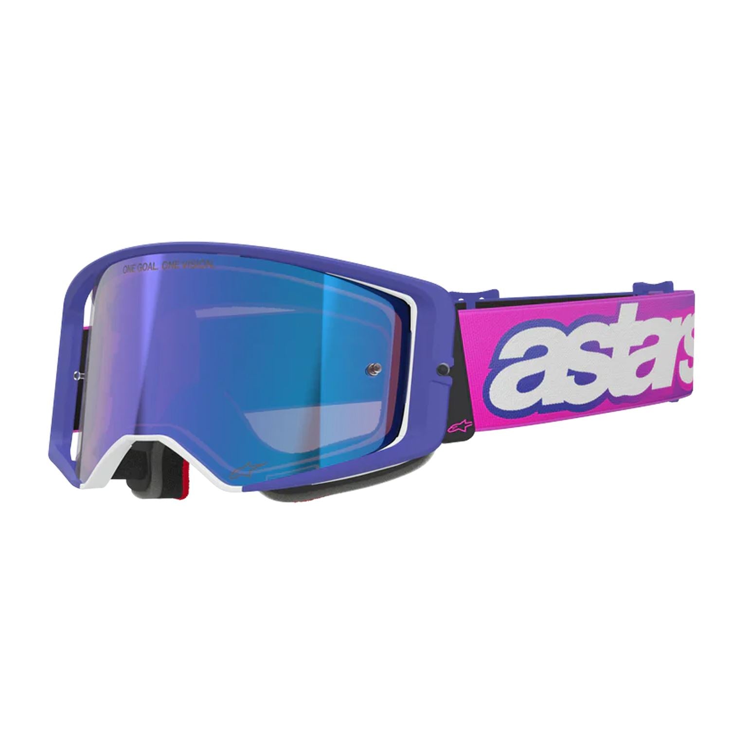 Alpinestars 2026 Supertech Vision Vista Motocross Goggles Purple Flo Pink Mirror Blue One Size