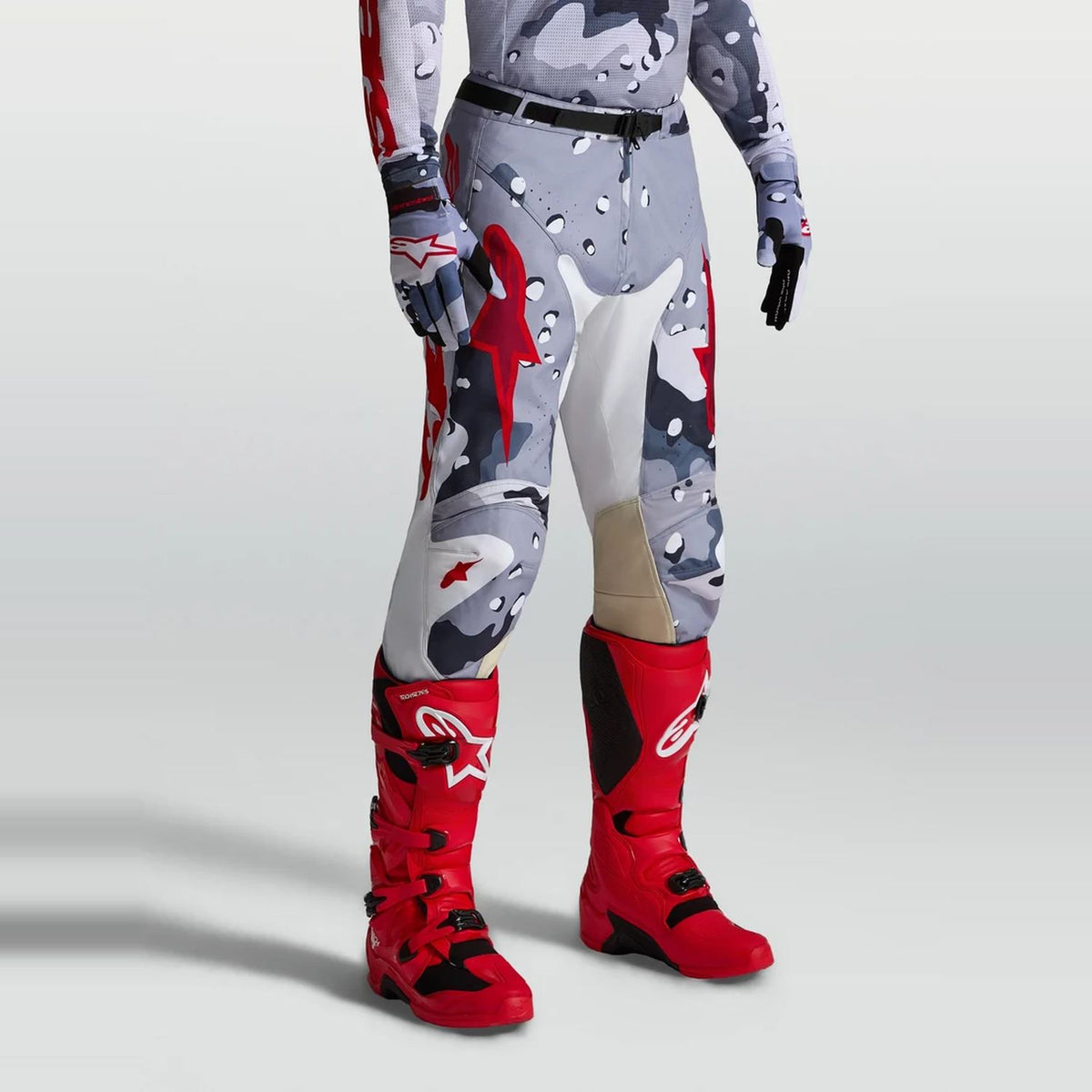 Alpinestars 2027 Racer Air Lone MX Pants Grey Camo White Fire Red