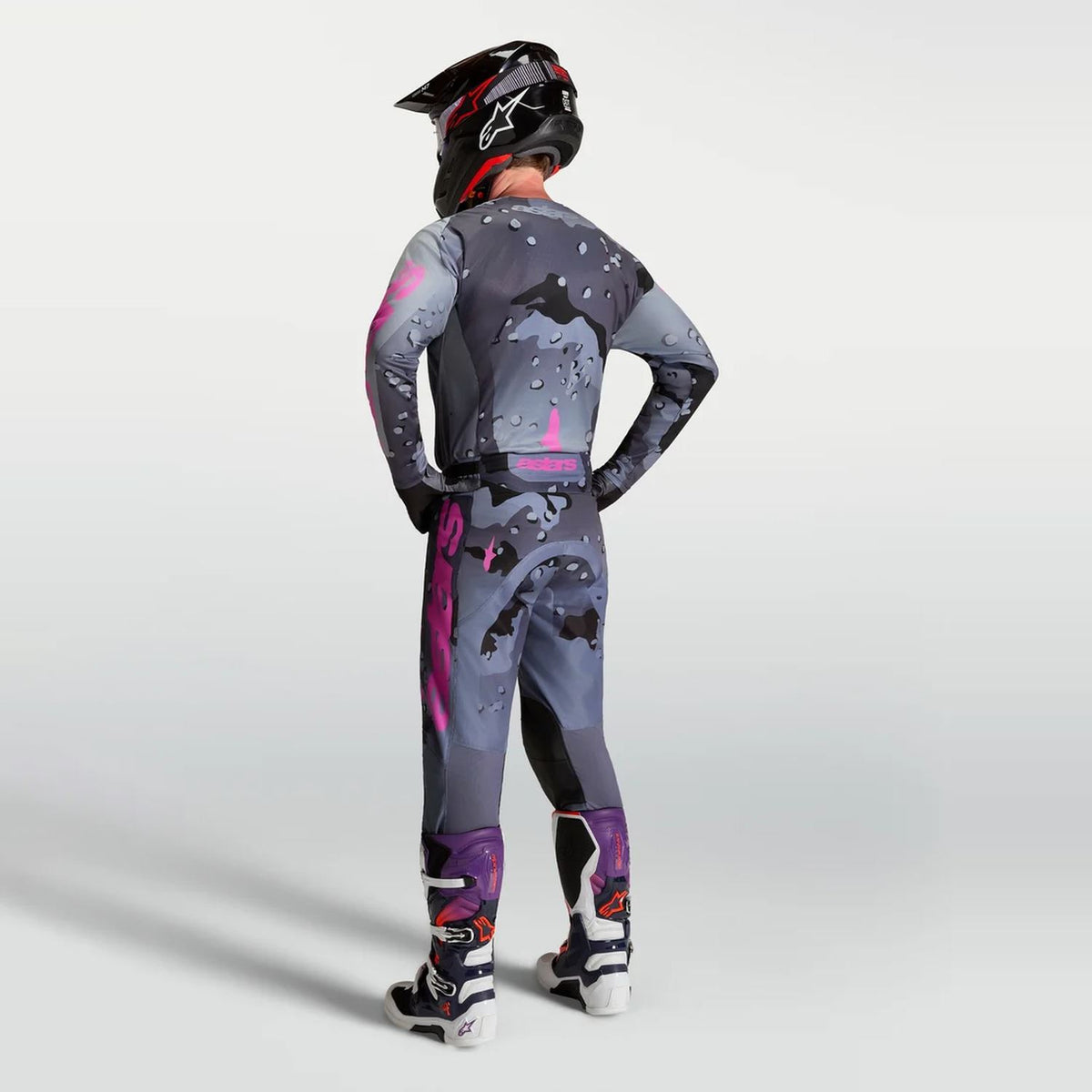 Alpinestars 2027 Racer Lone MX Combo Kit Grey Camo Purple