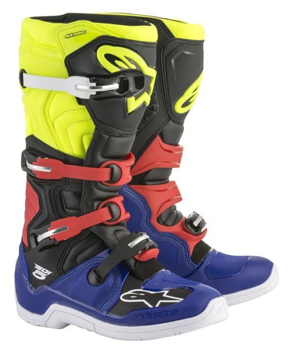 Alpinestars Tech 5 Motocross Boots Blue Black Flo Yellow Red US 12 CLEARANCE
