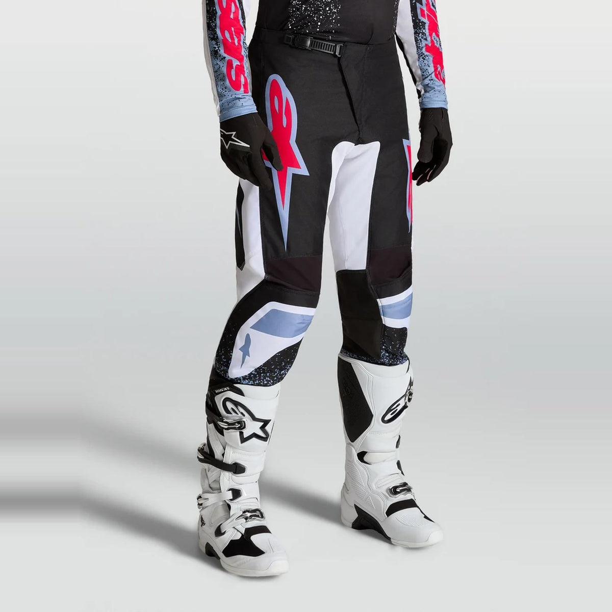 Alpinestars 2027 Fluid Drag MX Pants Black White Light Blue Red Fluo
