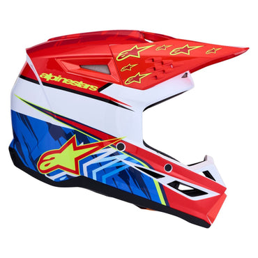 Alpinestars 2027 S-M3 Youth Falcon MX Helmet Red White Blue Yellow Flou