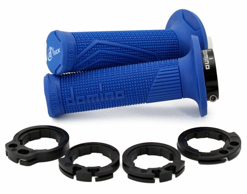 Domino D100 Blue D-Lock MX Grips W/Push Pull Pulley Motocross Off-Road Enduro