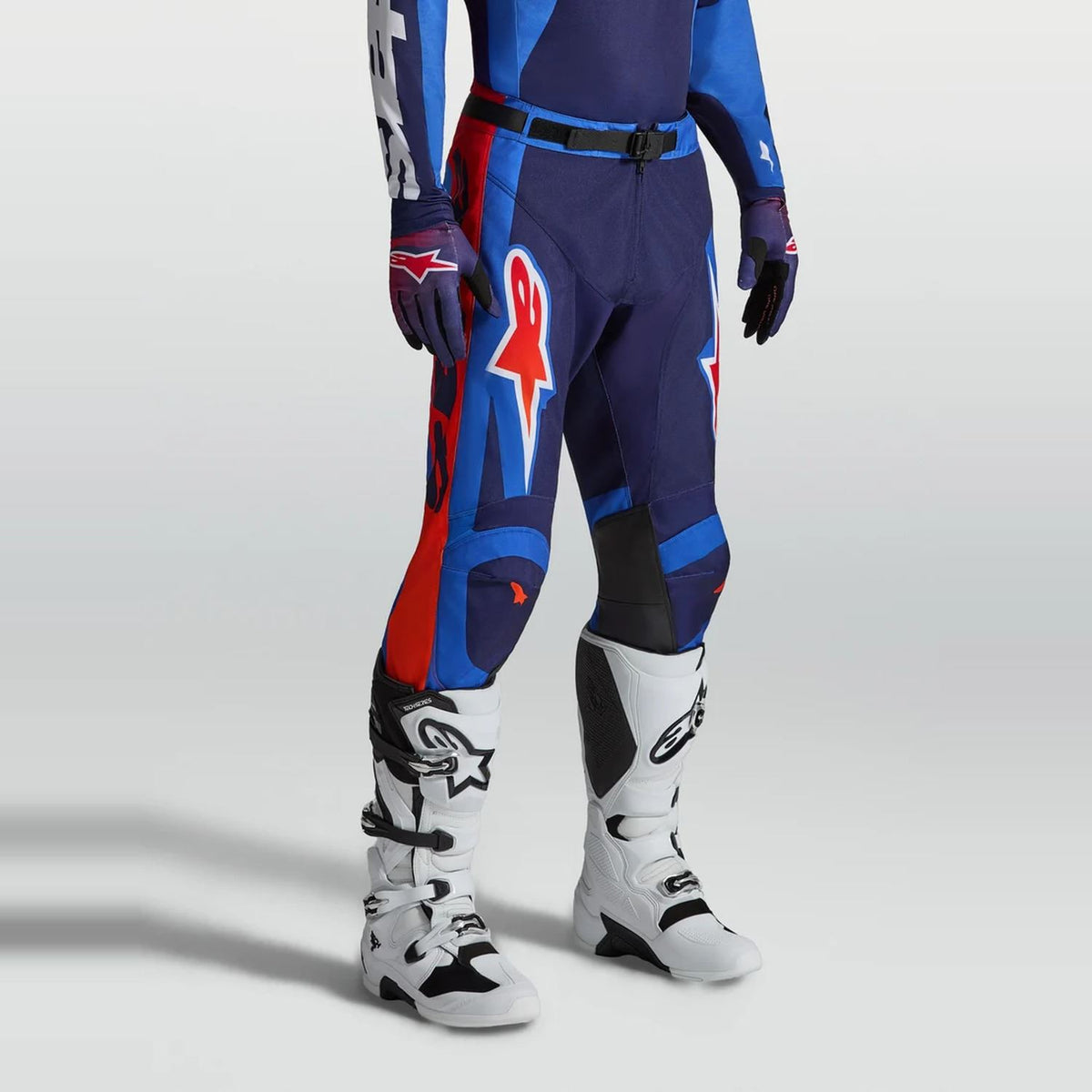 Alpinestars 2027 Racer Hunt MX Pants Strong Blue Deep Blue Fire Red