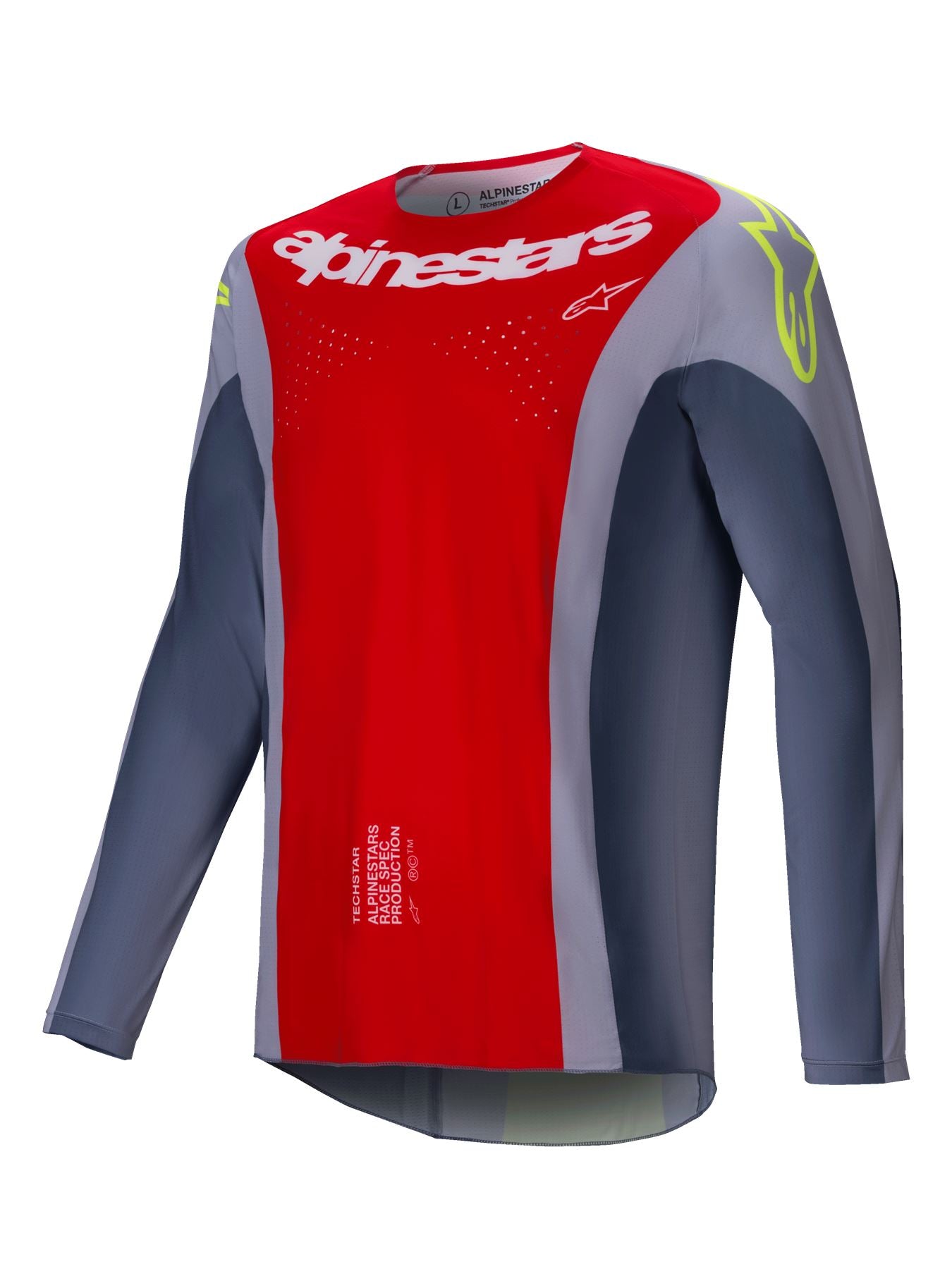 Alpinestars 2025 Techstar Melt Motocross Jersey Bright Red Grey