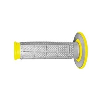 Renthal Dual Compound Tapered Half Waffle Grips Grey Yellow MX Enduro