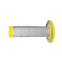 Renthal Dual Compound Tapered Half Waffle Grips Grey Yellow MX Enduro